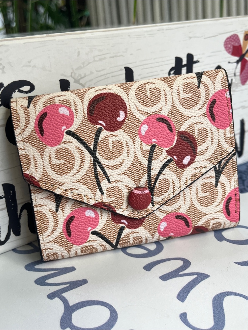 Cherry bi-fold card holder